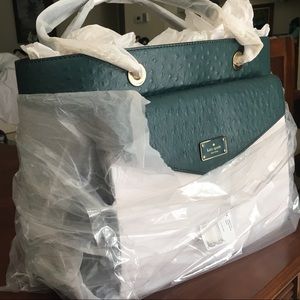 Kate Spade A La Ostrich Halsey Forest Emerald bag